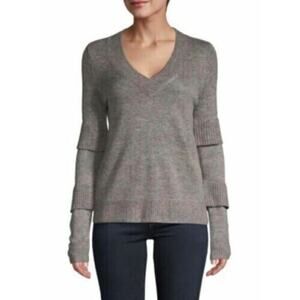 Design History Women's V-Neck Pullover Sweater in Fun Grey Medium‎ MSRP $118